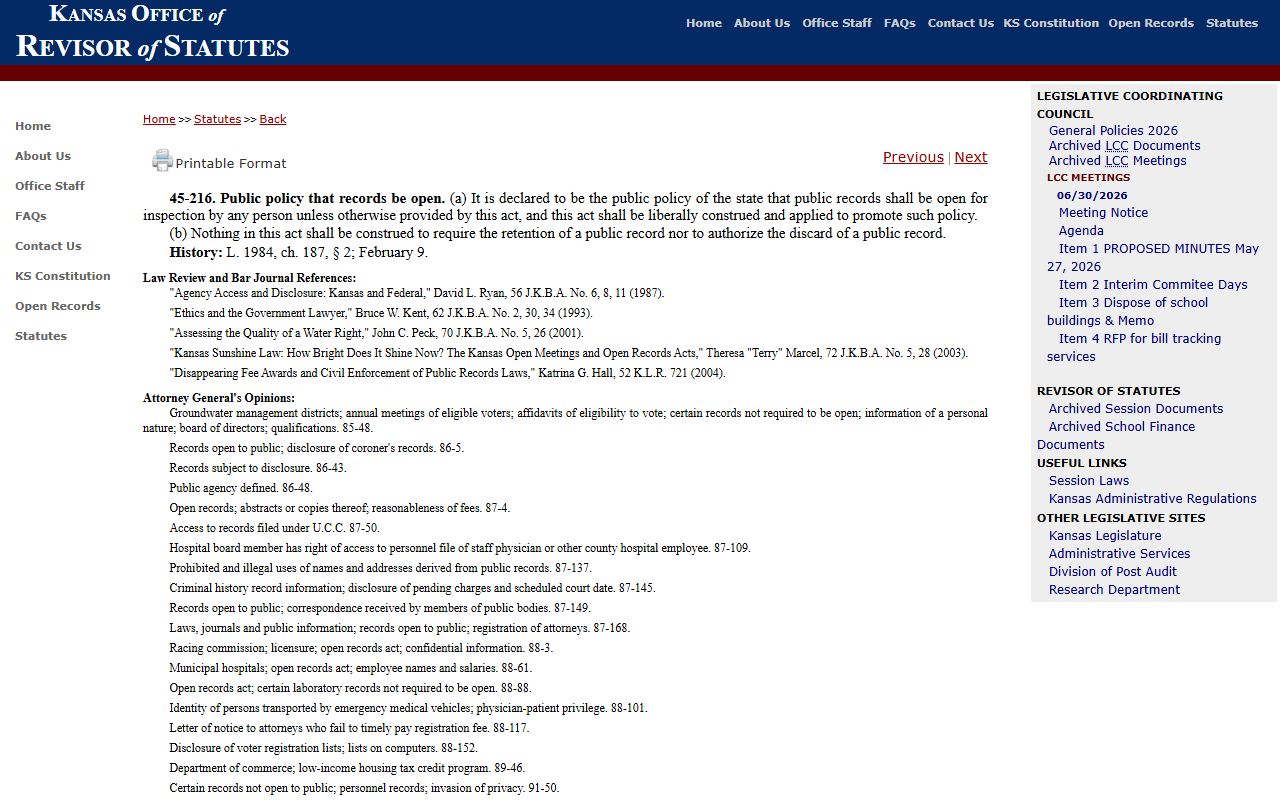 Franklin County Clerk of the District Court Kansas public records policy