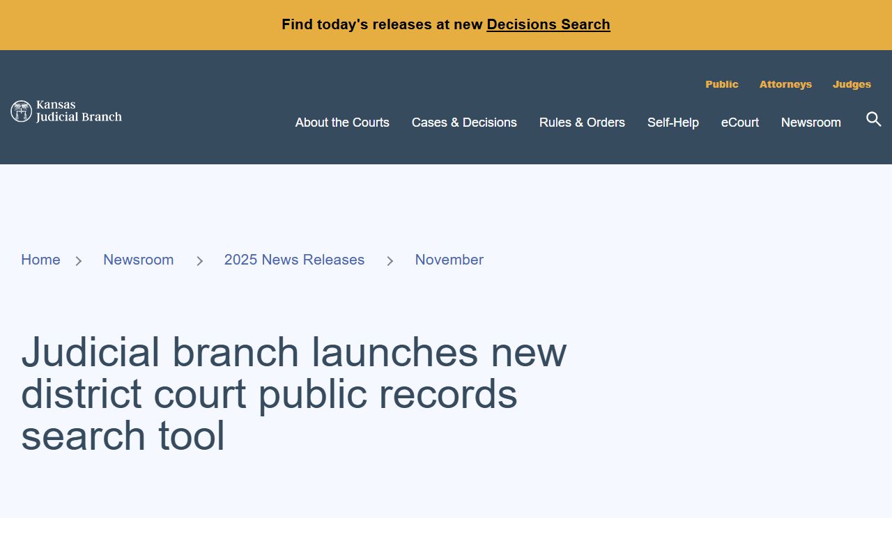 Franklin County District Court CaseSearch launch information