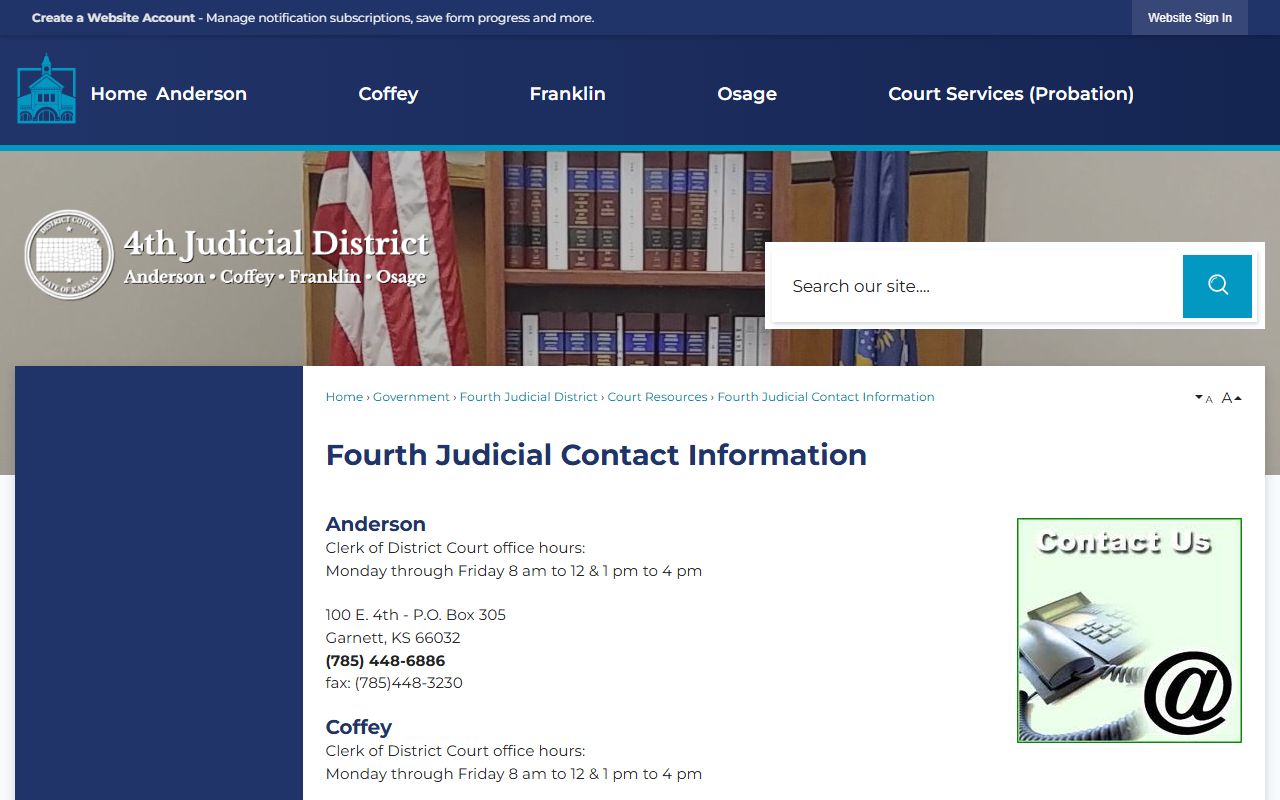 Franklin County court records Fourth Judicial District contact information