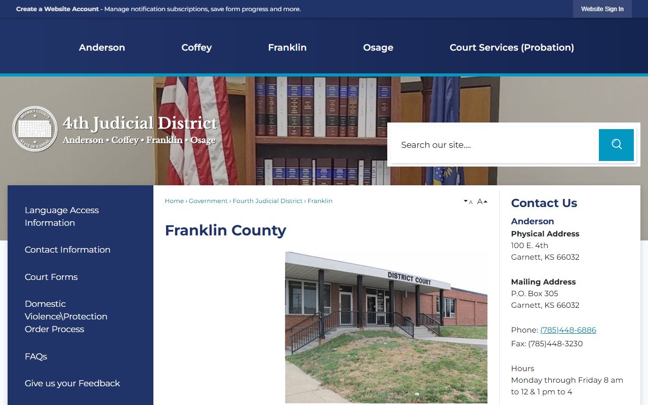 Franklin County court records Franklin court office page
