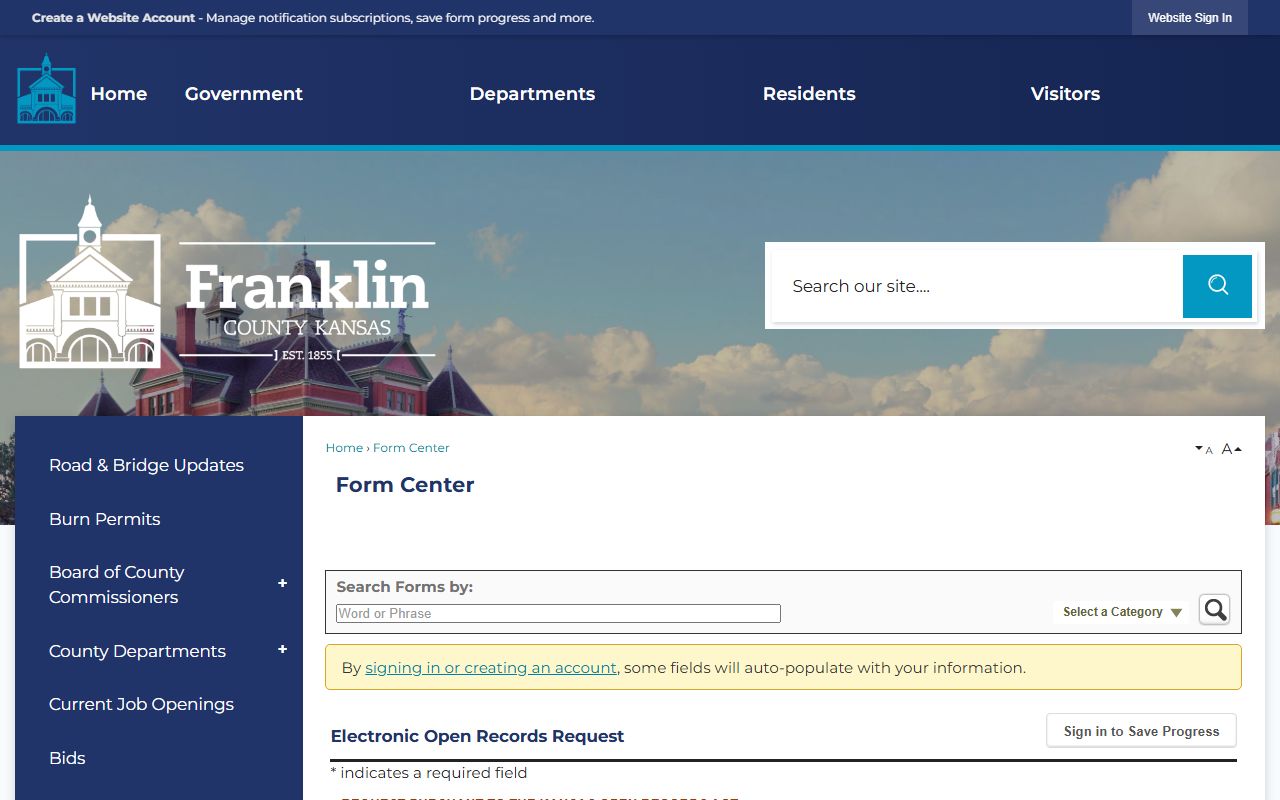 Franklin County court records electronic open records request form