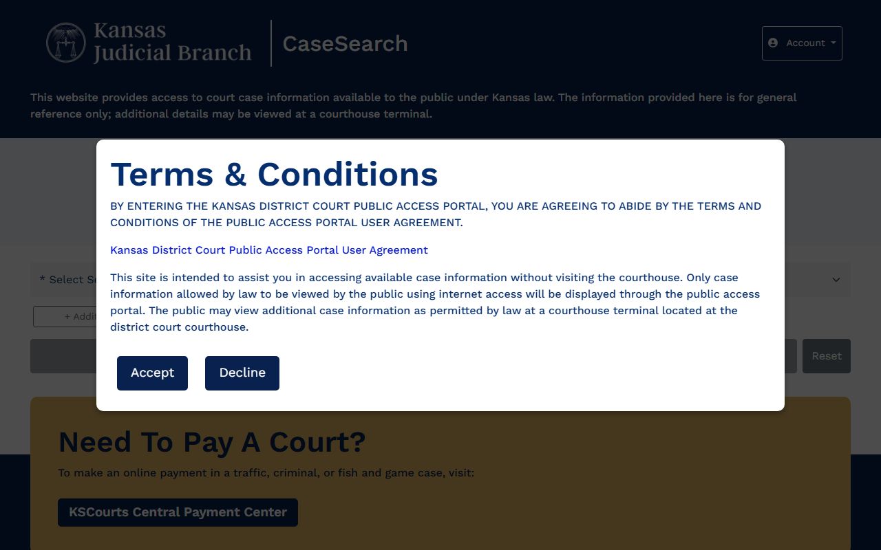 Franklin County court records Kansas CaseSearch portal