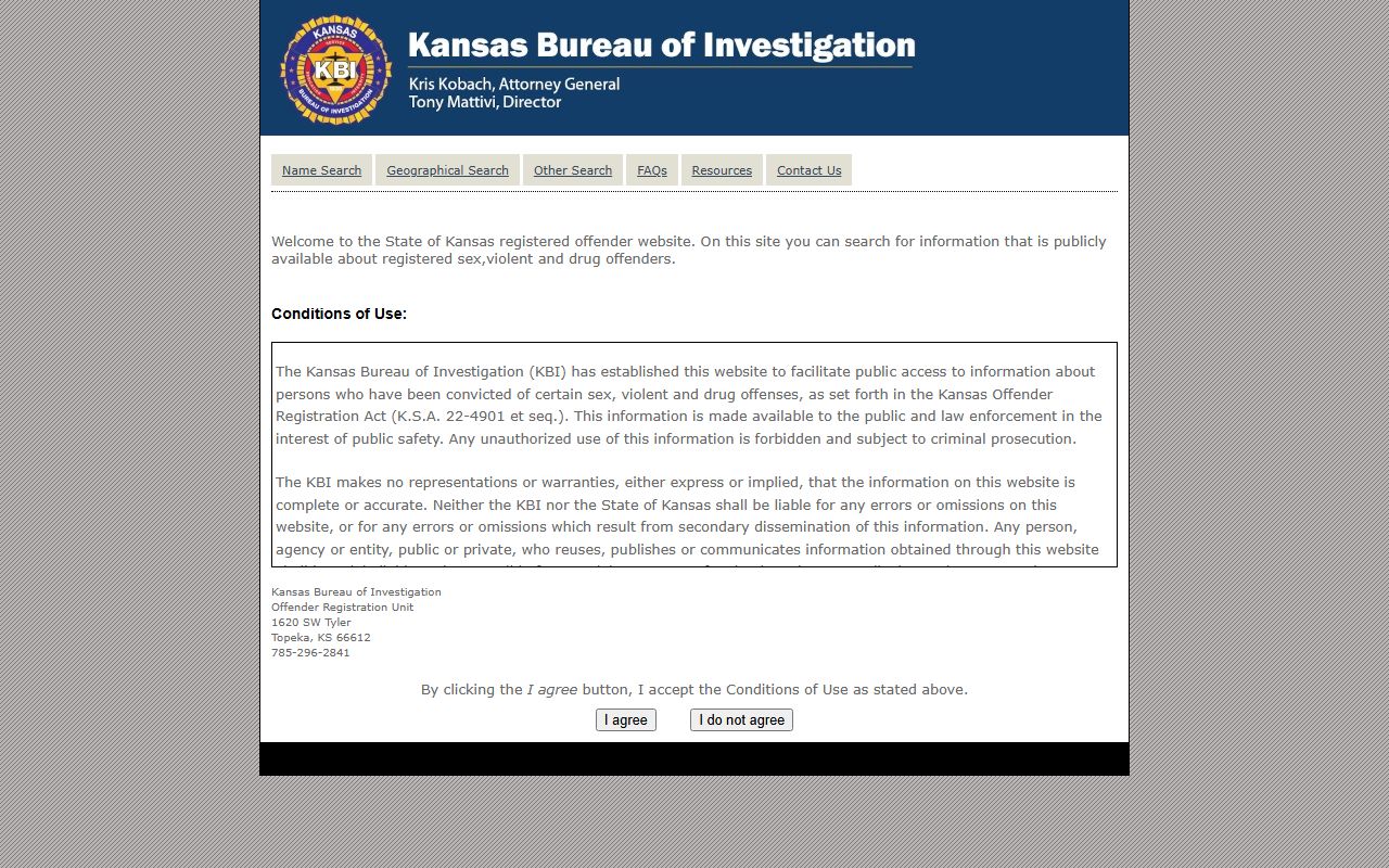 Franklin County inmate records KBI registered offender search