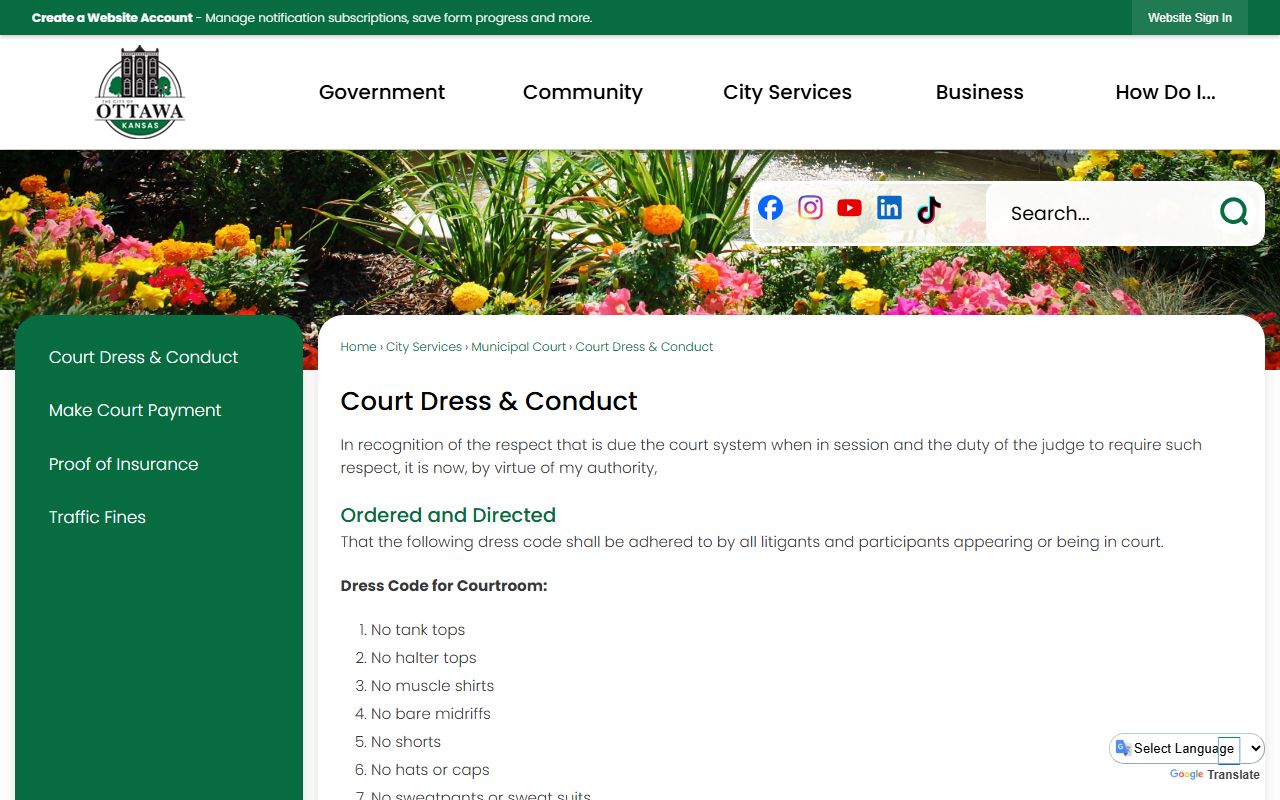 Franklin County traffic court records Ottawa court dress and conduct source