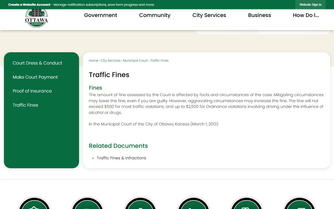 Franklin County traffic court records Ottawa traffic fines source