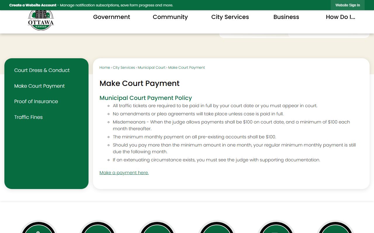 Franklin County traffic court records Ottawa court payment source