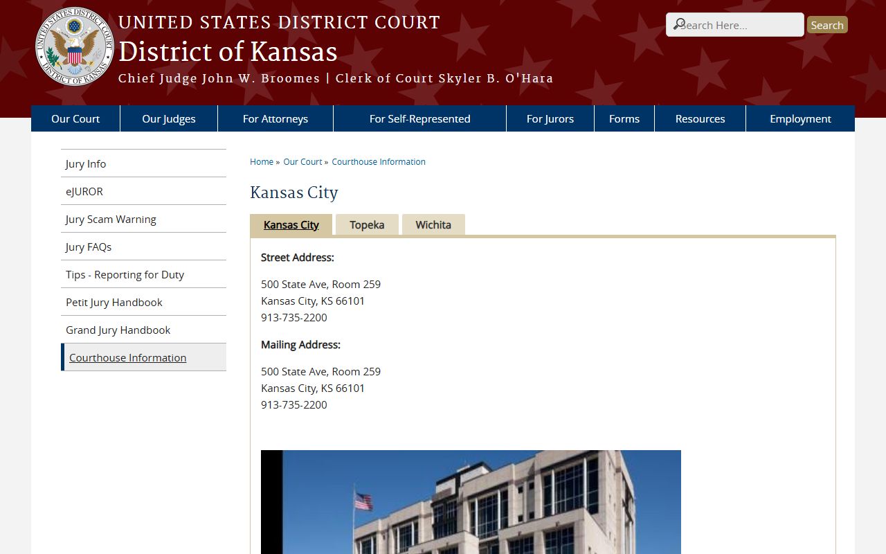 Franklin County warrant records federal Kansas City courthouse reference