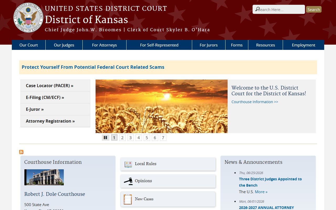 Franklin County warrant records District of Kansas federal court distinction